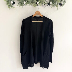 Peruvian Connection Black Long Sleeve 100% Pima Cotton Cardigan Size M 194883